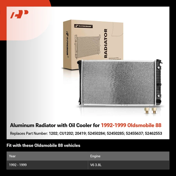 Aluminum Radiator with Oil Cooler for 1992-1999 Oldsmobile 88