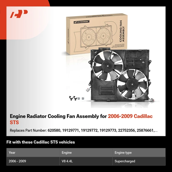 Engine Radiator Cooling Fan Assembly for 2006-2009 Cadillac STS