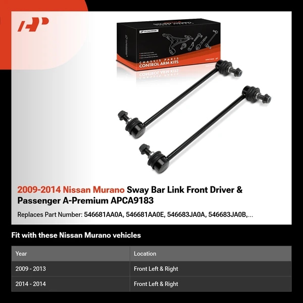 2009-2014 Nissan Murano Sway Bar Link Front Driver & Passenger A-Premium APCA9183