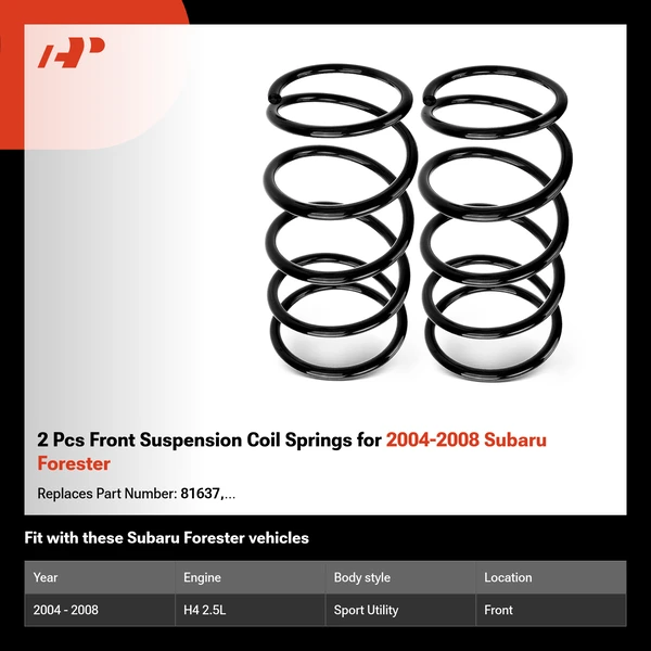 2 Pcs Front Suspension Coil Springs for 2004-2008 Subaru Forester