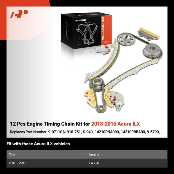 12 Pcs Engine Timing Chain Kit for 2013-2015 Acura ILX