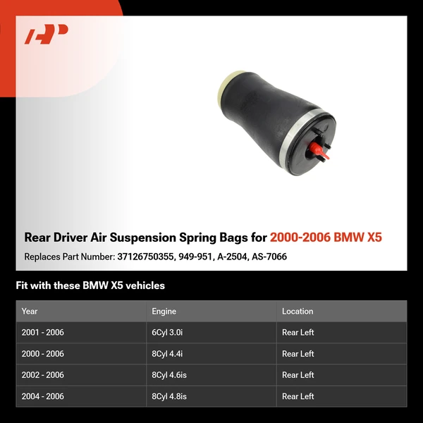 Rear Driver Air Suspension Spring Bags for 2000-2006 BMW X5