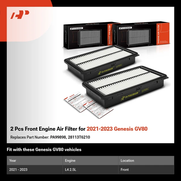 2 Pcs Front Engine Air Filter for 2021-2023 Genesis GV80