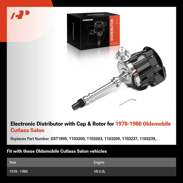 Electronic Distributor with Cap & Rotor for 1978-1980 Oldsmobile Cutlass Salon