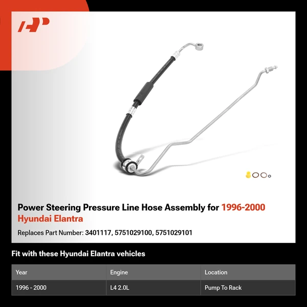 Power Steering Pressure Line Hose Assembly for 1996-2000 Hyundai Elantra