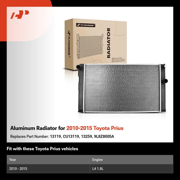 Aluminum Radiator for 2010-2015 Toyota Prius