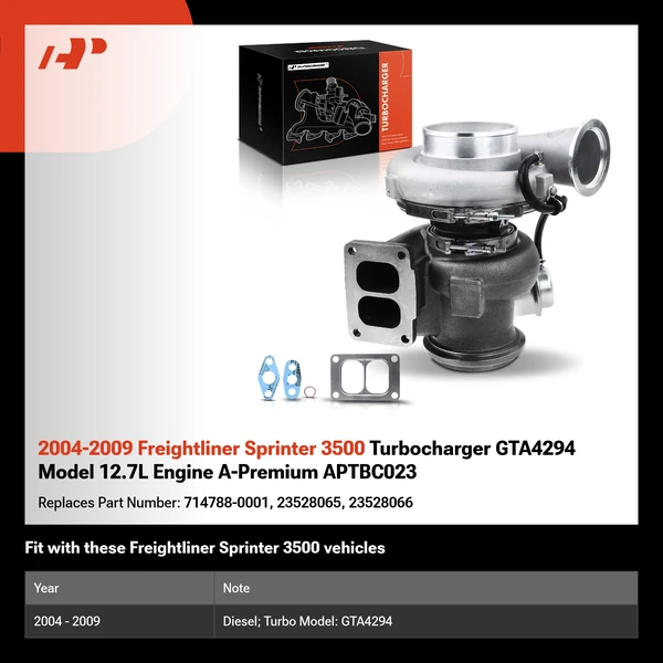 2004-2009 Freightliner Sprinter 3500 Turbocharger GTA4294 Model 12.7L Engine A-Premium APTBC023