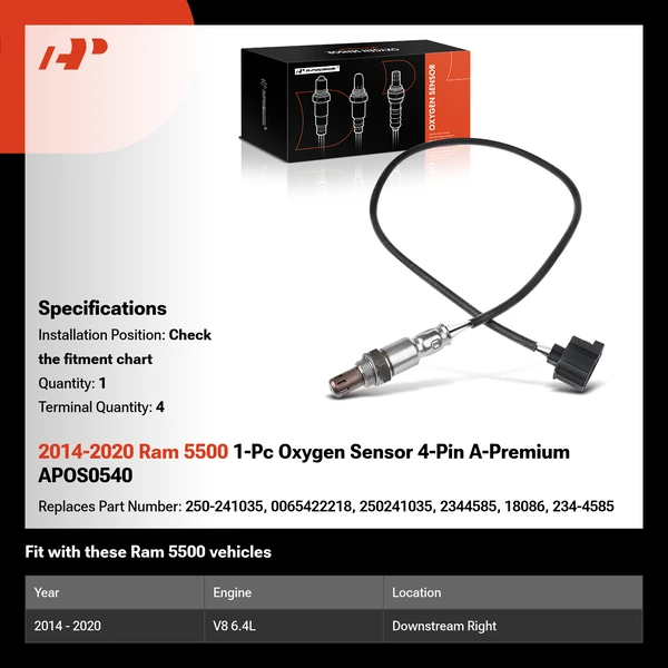 2014-2020 Ram 5500 1-Pc Oxygen Sensor 4-Pin A-Premium APOS0540