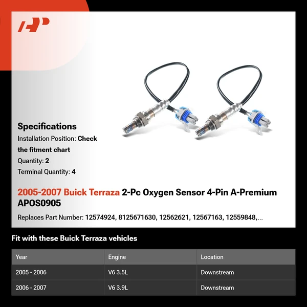 2005-2007 Buick Terraza 2-Pc Oxygen Sensor 4-Pin A-Premium APOS0905