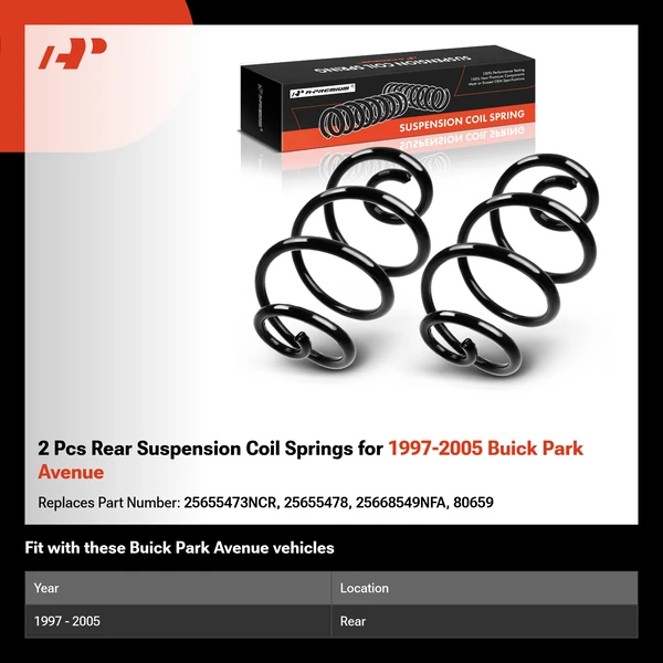 2 Pcs Rear Suspension Coil Springs for 1997-2005 Buick Park Avenue