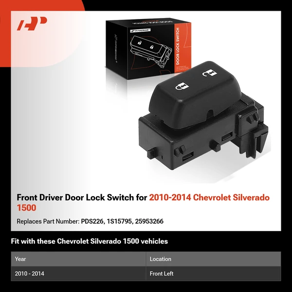 Front Driver Door Lock Switch for 2010-2014 Chevrolet Silverado 1500