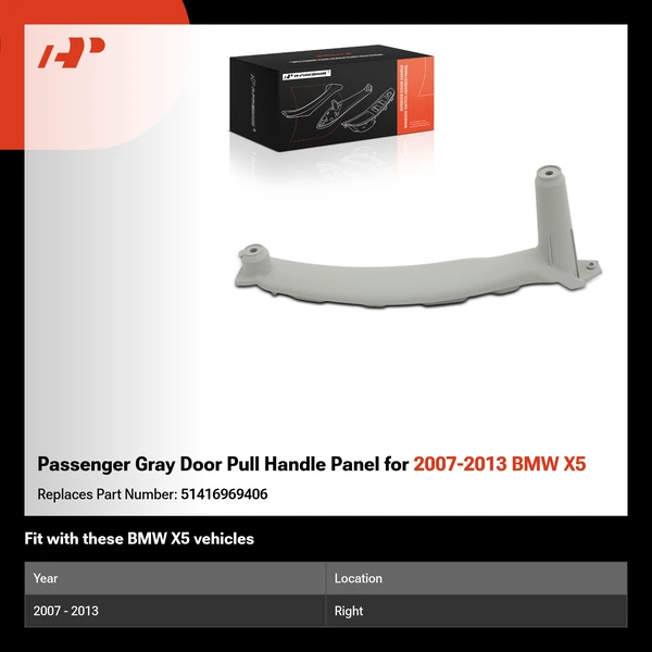 Passenger Gray Door Pull Handle Panel for 2007-2013 BMW X5