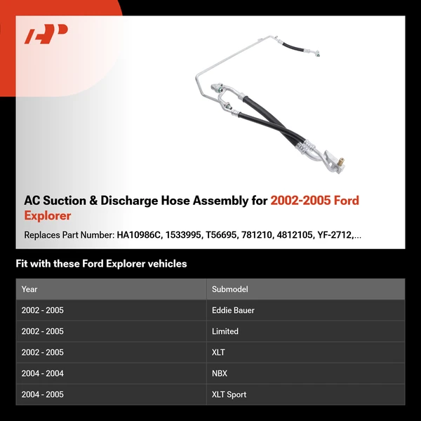 AC Suction & Discharge Hose Assembly for 2002-2005 Ford Explorer