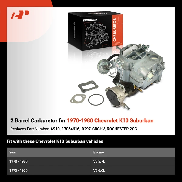 2 Barrel Carburetor for 1970-1980 Chevrolet K10 Suburban