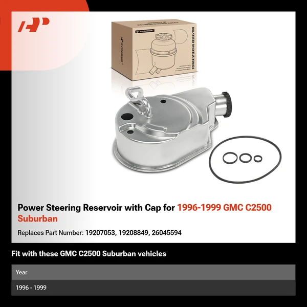 Power Steering Reservoir with Cap for 1996-1999 GMC C2500 Suburban