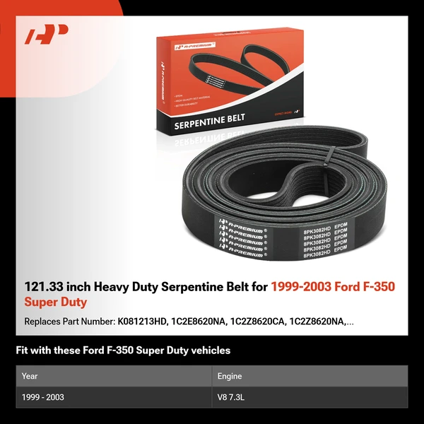 121.33 inch Heavy Duty Serpentine Belt for 1999-2003 Ford F-350 Super Duty