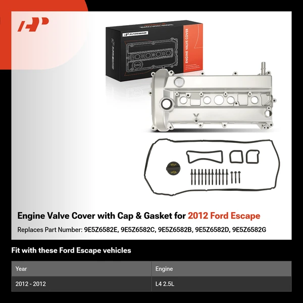 Engine Valve Cover with Cap & Gasket for 2012 Ford Escape