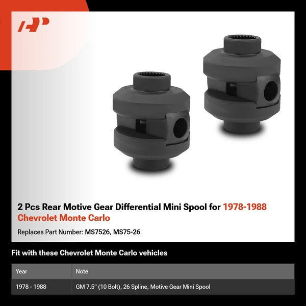 2 Pcs Rear Motive Gear Differential Mini Spool for 1978-1988 Chevrolet Monte Carlo