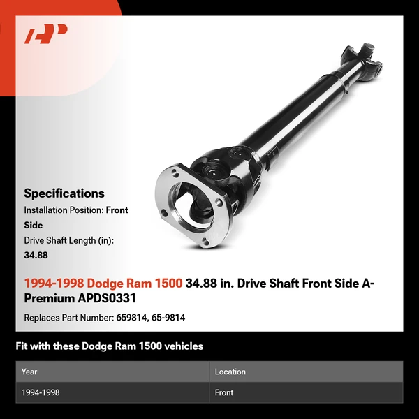 1994-1998 Dodge Ram 1500 34.88 in. Drive Shaft Front Side A-Premium APDS0331