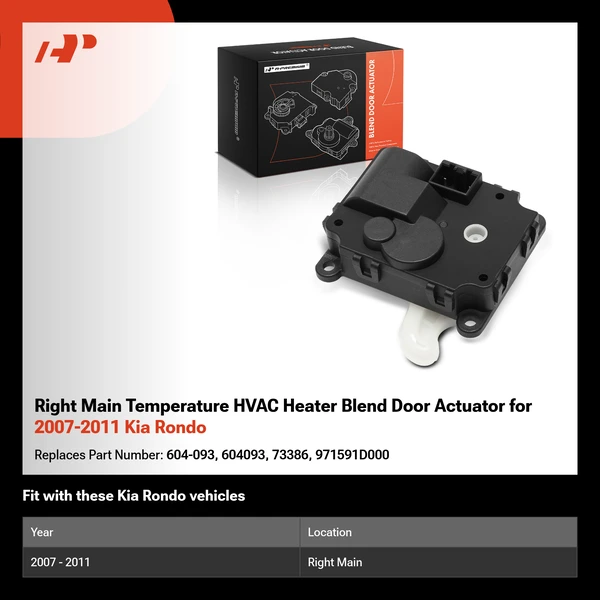 Right Main Temperature HVAC Heater Blend Door Actuator for 2007-2011 Kia Rondo