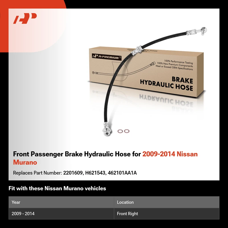 Front Passenger Brake Hydraulic Hose for 2009-2014 Nissan Murano