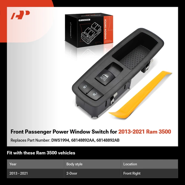 Front Passenger Power Window Switch for 2013-2021 Ram 3500