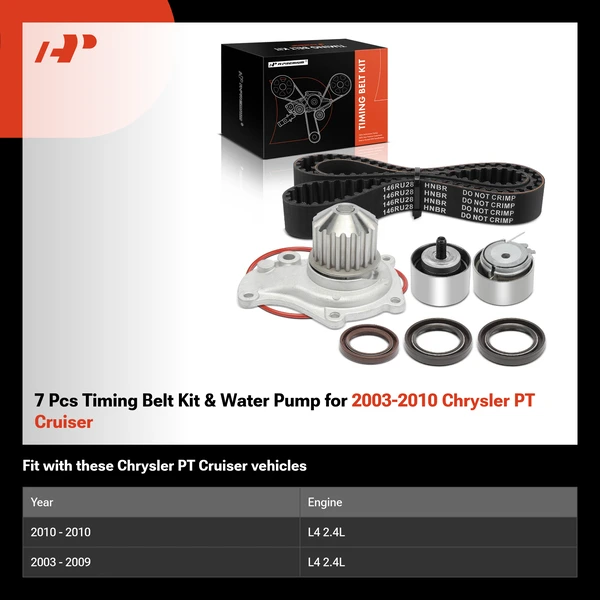 7 Pcs Timing Belt Kit & Water Pump for 2003-2010 Chrysler PT Cruiser