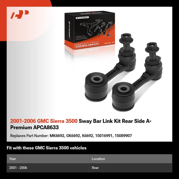 2001-2006 GMC Sierra 3500 Sway Bar Link Kit Rear Side A-Premium APCA8633
