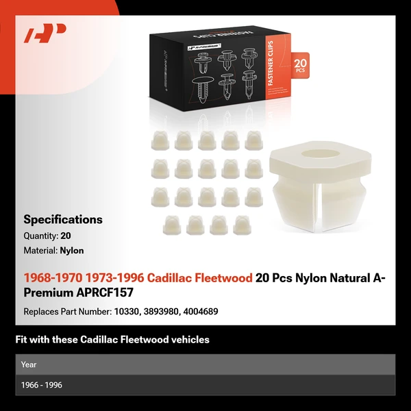1968-1970 1973-1996 Cadillac Fleetwood 20 Pcs Nylon Natural A-Premium APRCF157