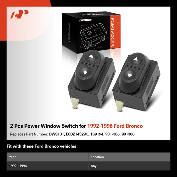2 Pcs Power Window Switch for 1992-1996 Ford Bronco