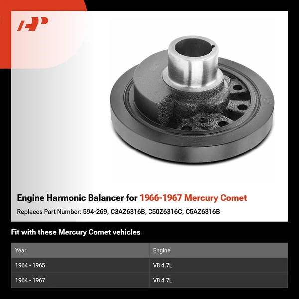 Engine Harmonic Balancer for 1966-1967 Mercury Comet