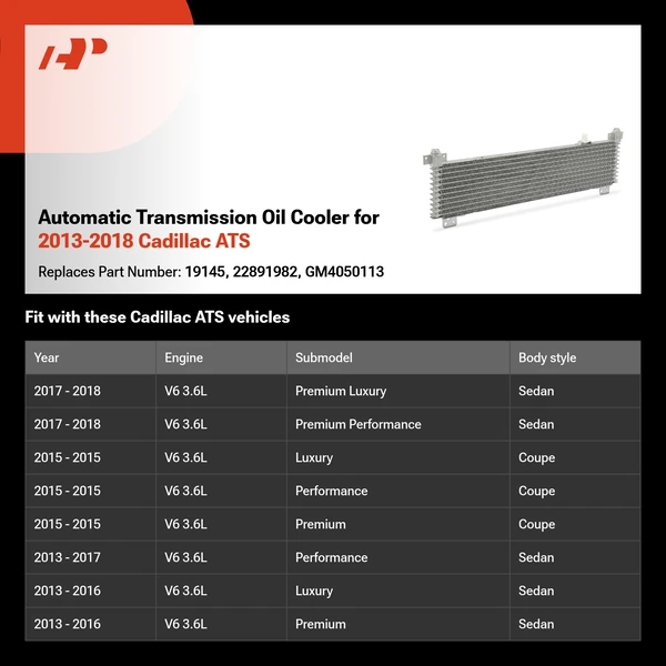 Automatic Transmission Oil Cooler for 2013-2018 Cadillac ATS