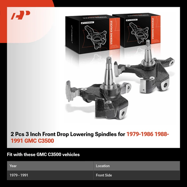 2 Pcs 3 Inch Front Drop Lowering Spindles for 1979-1986 1988-1991 GMC C3500