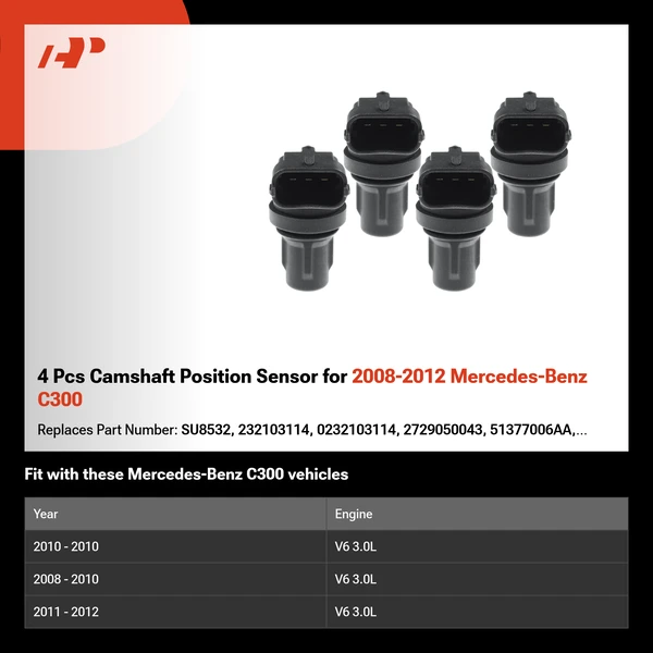 4 Pcs Camshaft Position Sensor for 2008-2012 Mercedes-Benz C300