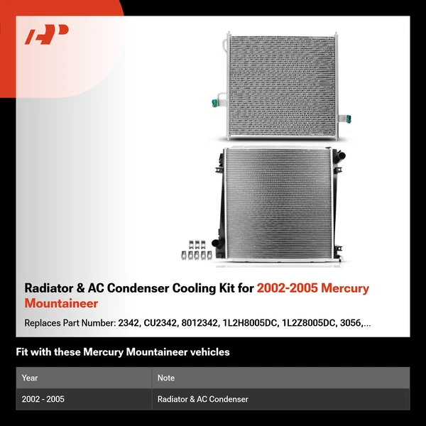 Radiator & AC Condenser Cooling Kit for 2002-2005 Mercury Mountaineer