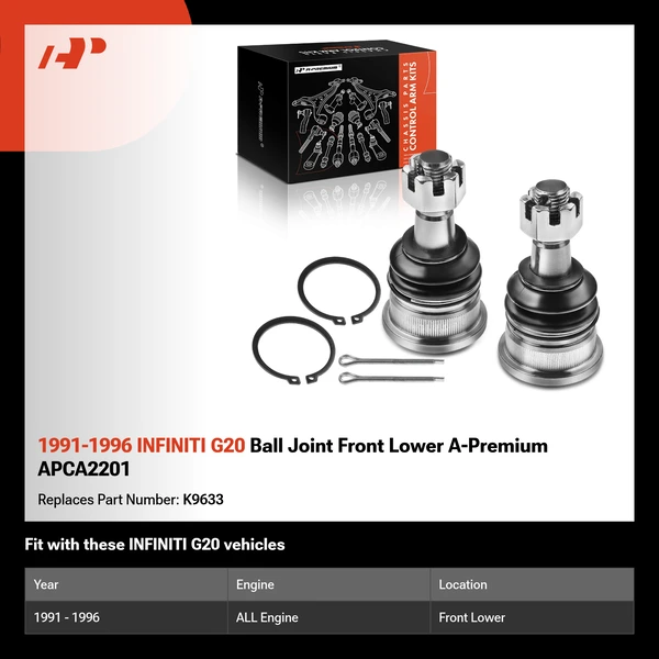 1991-1996 INFINITI G20 Ball Joint Front Lower A-Premium APCA2201