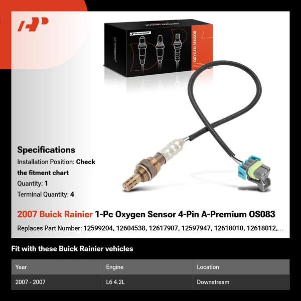 2007 Buick Rainier 1-Pc Oxygen Sensor 4-Pin A-Premium OS083