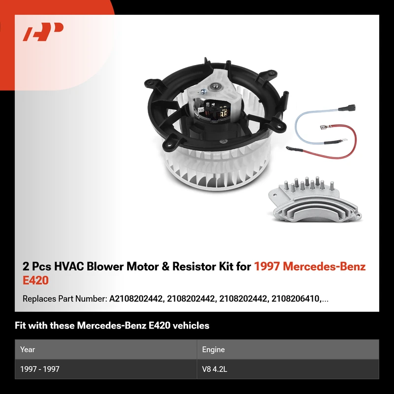 2 Pcs HVAC Blower Motor & Resistor Kit for 1997 Mercedes-Benz E420