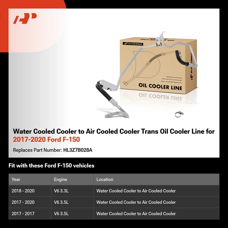 Water Cooled Cooler to Air Cooled Cooler Trans Oil Cooler Line for 2017-2020 Ford F-150