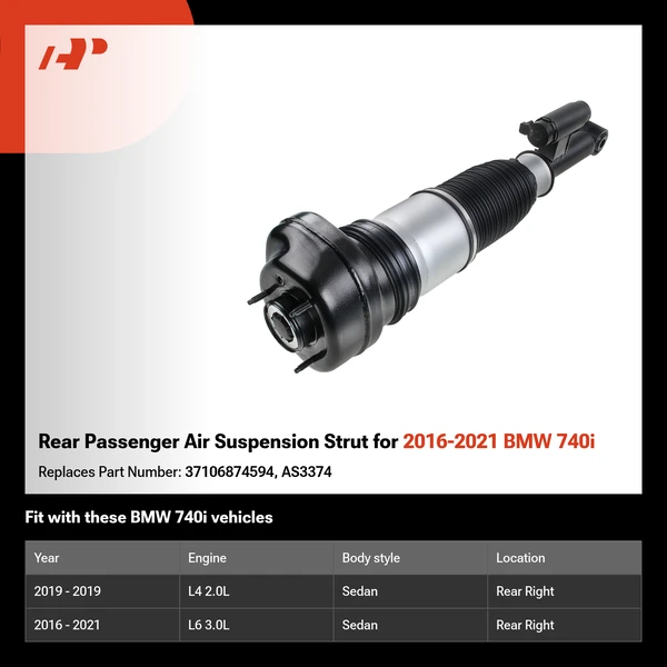 Rear Passenger Air Suspension Strut for 2016-2021 BMW 740i