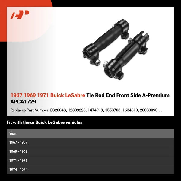 1967 1969 1971 Buick LeSabre Tie Rod End Front Side A-Premium APCA1729