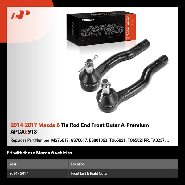 2014-2017 Mazda 6 Tie Rod End Front Outer A-Premium APCA6913