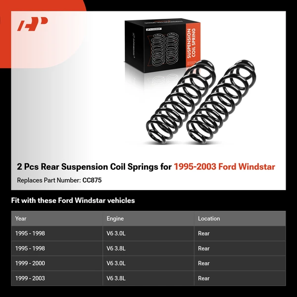 2 Pcs Rear Suspension Coil Springs for 1995-2003 Ford Windstar