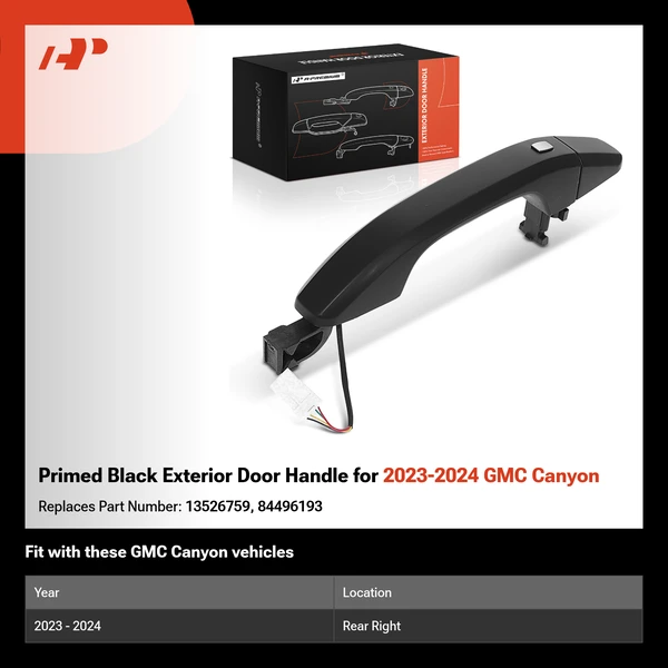 Primed Black Exterior Door Handle for 2023-2024 GMC Canyon