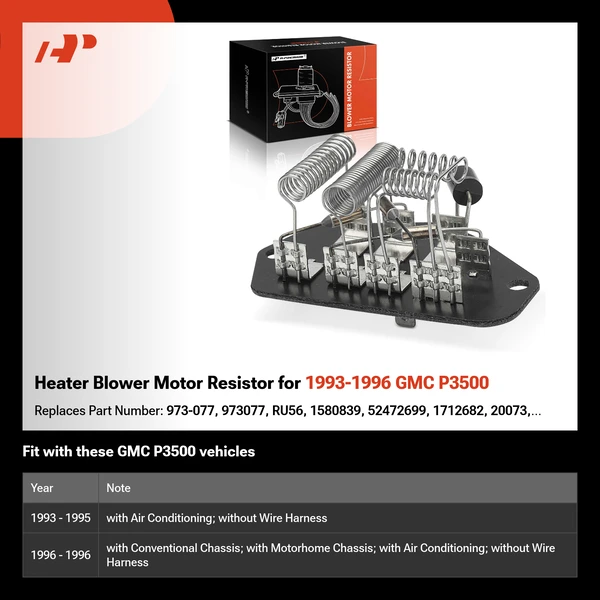 Heater Blower Motor Resistor for 1993-1996 GMC P3500
