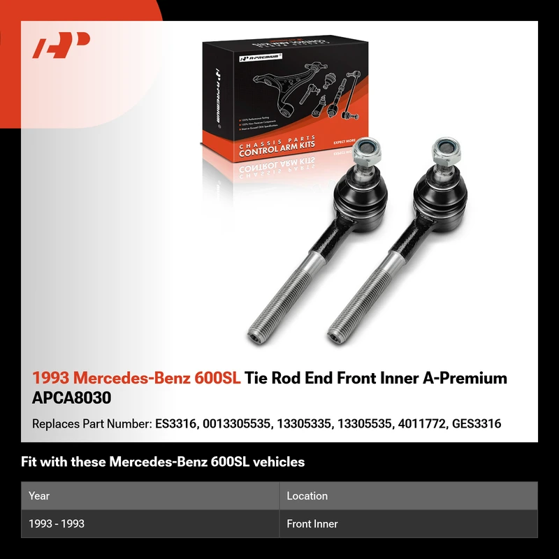 1993 Mercedes-Benz 600SL Tie Rod End Front Inner A-Premium APCA8030