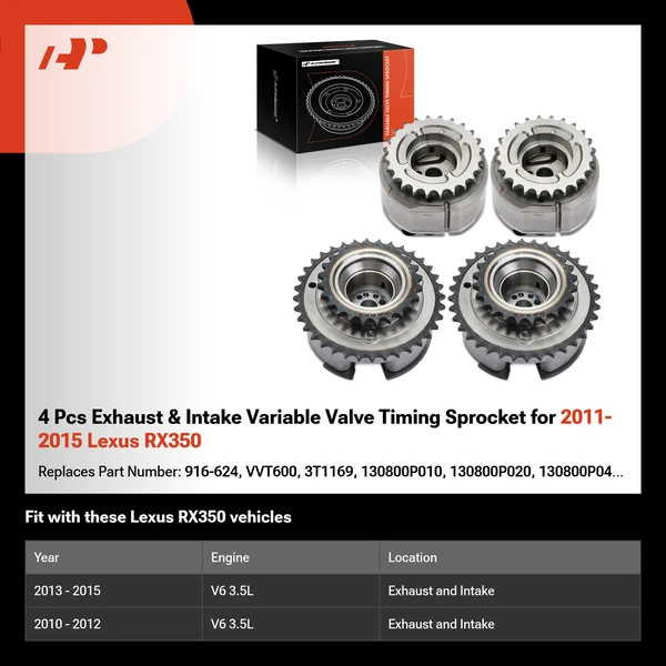 4 Pcs Exhaust & Intake Variable Valve Timing Sprocket for 2011-2015 Lexus RX350