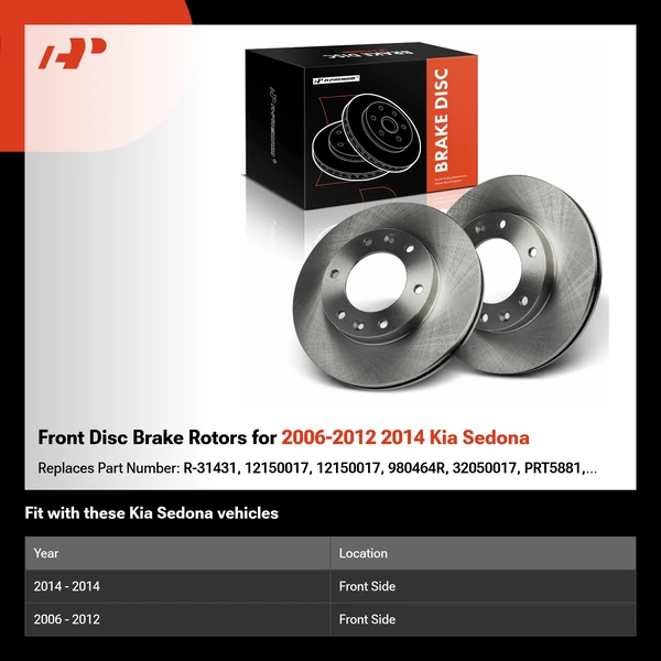 Front Disc Brake Rotors for 2006-2012 2014 Kia Sedona