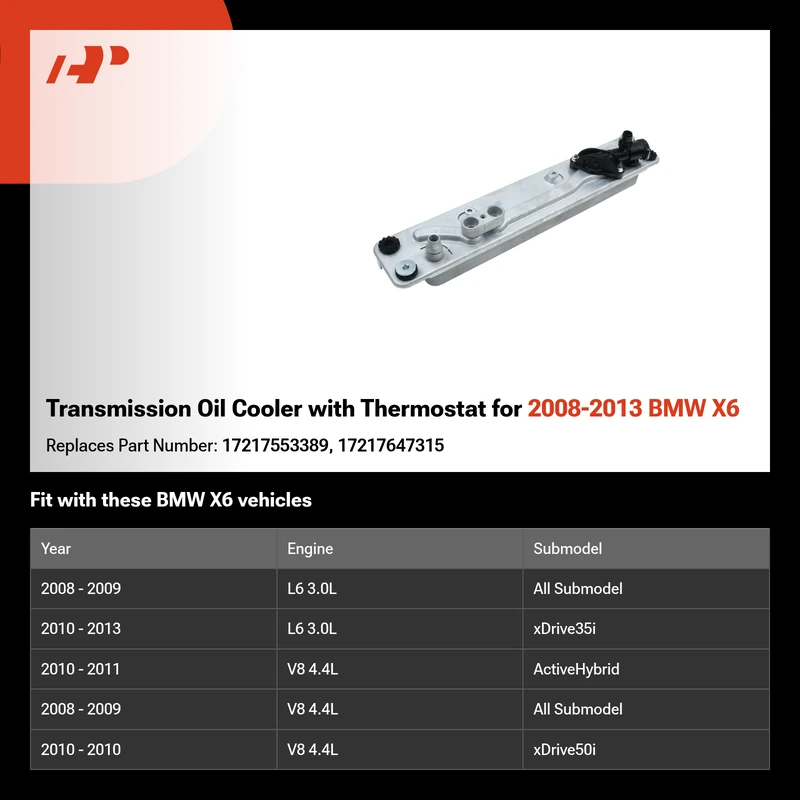 Transmission Oil Cooler with Thermostat for 2008-2013 BMW X6