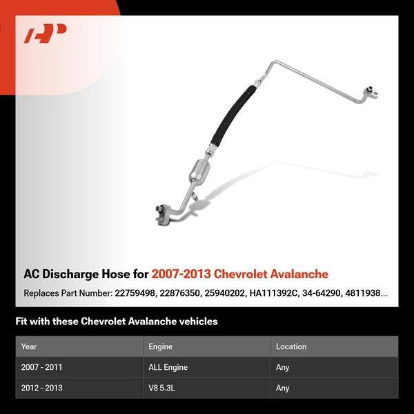 AC Discharge Hose for 2007-2013 Chevrolet Avalanche